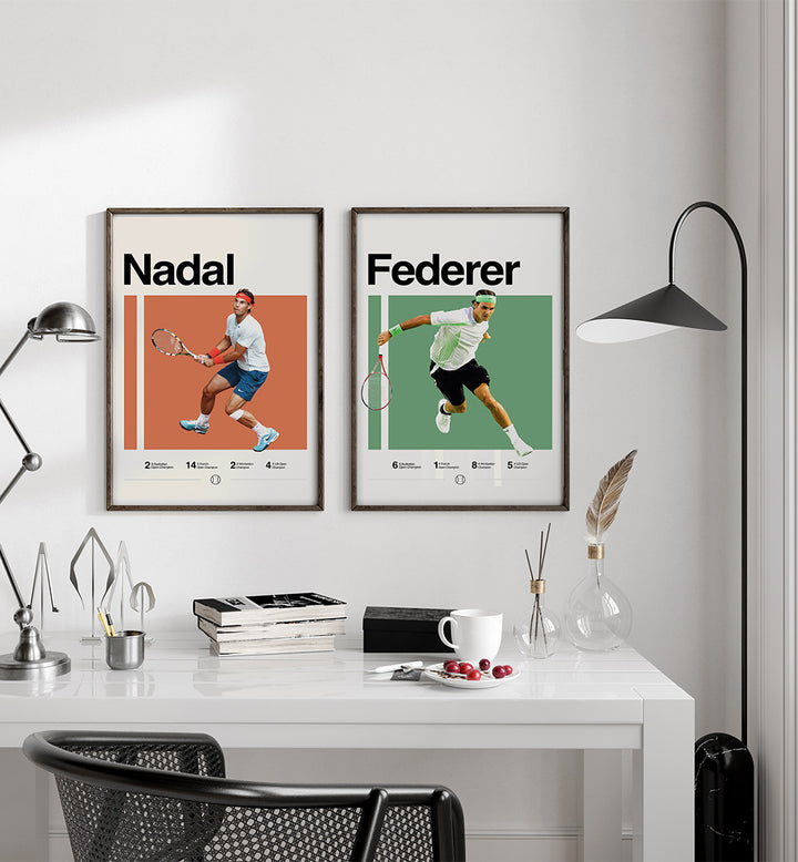 GOLDEN ERA OF TENNIS SET , SET OF 2 PAINTINGS
