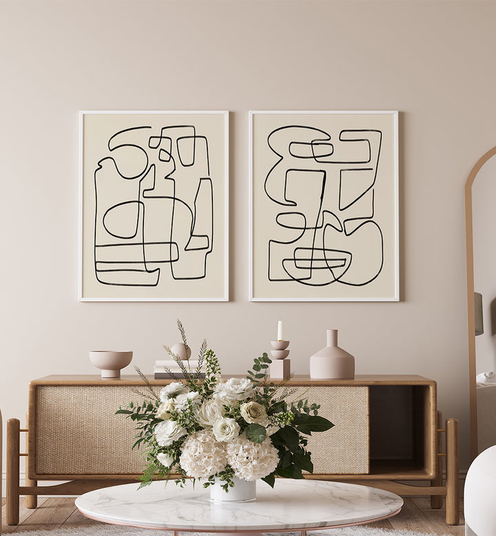 LINEAR BALANCE SET , SET OF 2 PAINTINGS