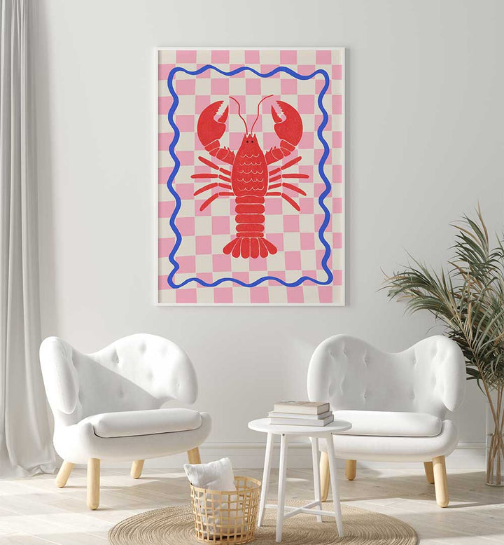 PINK CHECKERED LOBSTER , BAR & CAFE ART