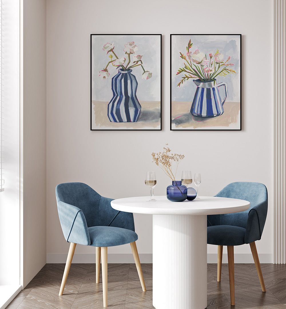 VESSELS IN BLOOM SET , SET OF 2 PAINTINGS