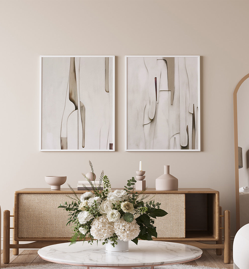 VEILED FORMS SET , SET OF 2 PAINTINGS