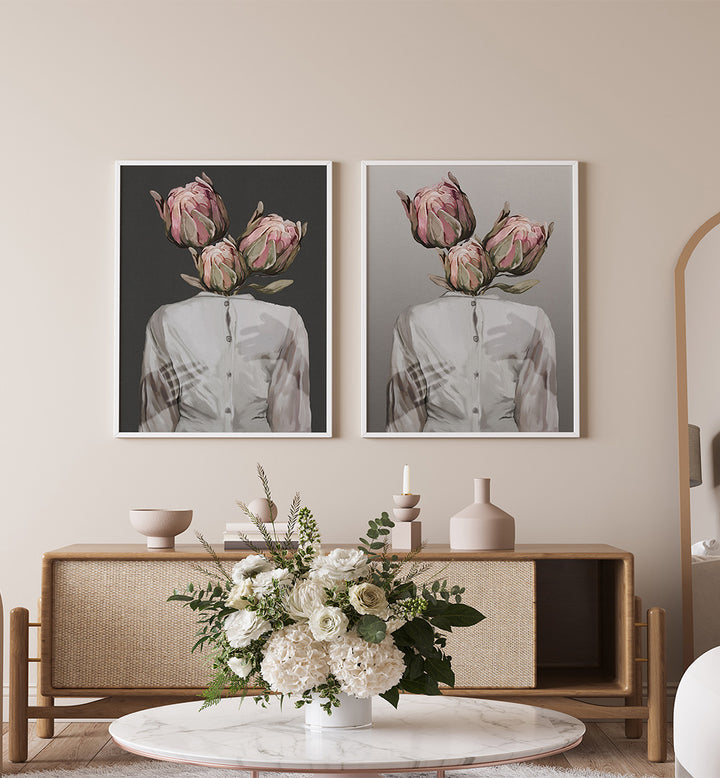 ORGANIC PORTRAITS SET , SET OF 2 PAINTINGS