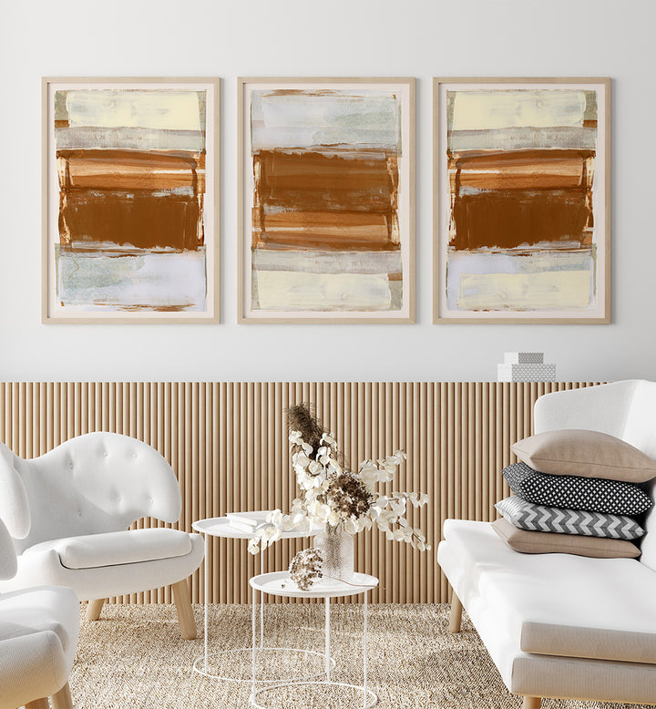 SIENNA STILLNESS , SET OF 3 PAINTINGS