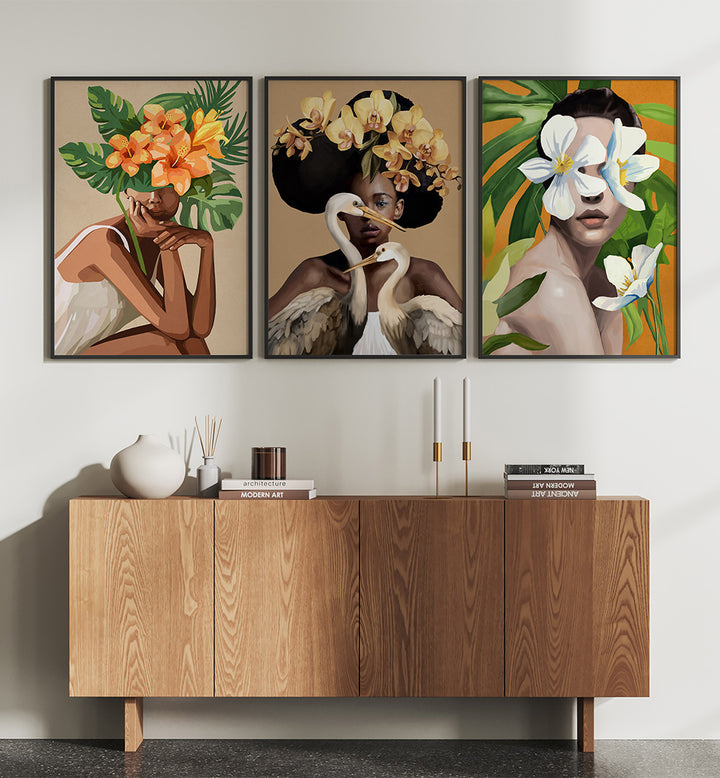 FLORALIA , SET OF 3 PAINTINGS
