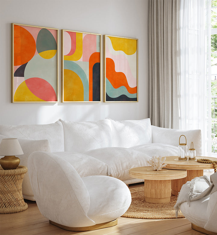 GOLDEN HOUR ABSTRACTS , SET OF 3 PAINTINGS