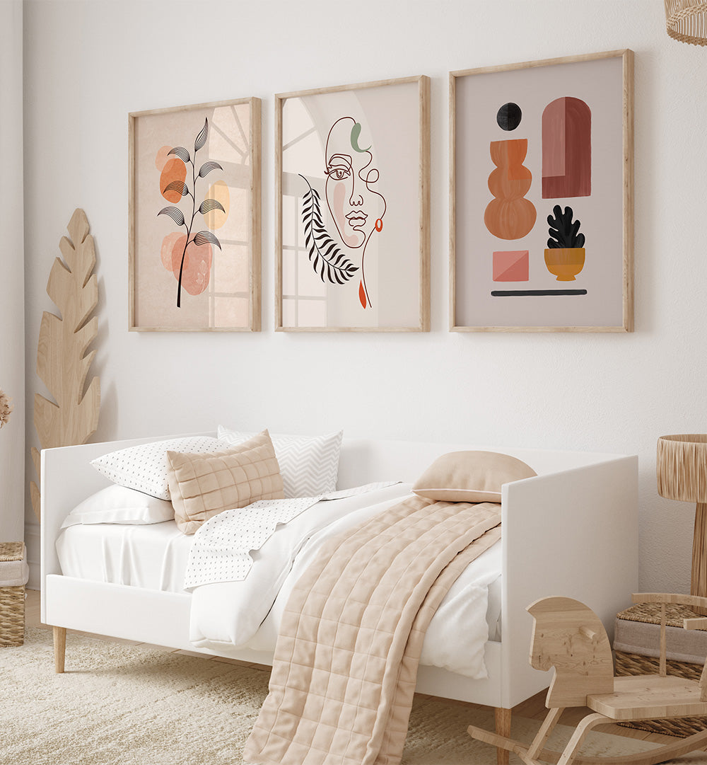 BOHEME CALM , SET OF 3 PAINTINGS