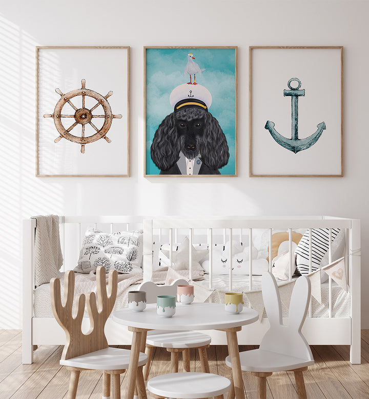 CAPTAIN PAWS , SET OF 3 PAINTINGS