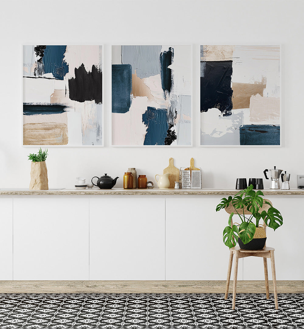 HUSHED TONES , SET OF 3 PAINTINGS