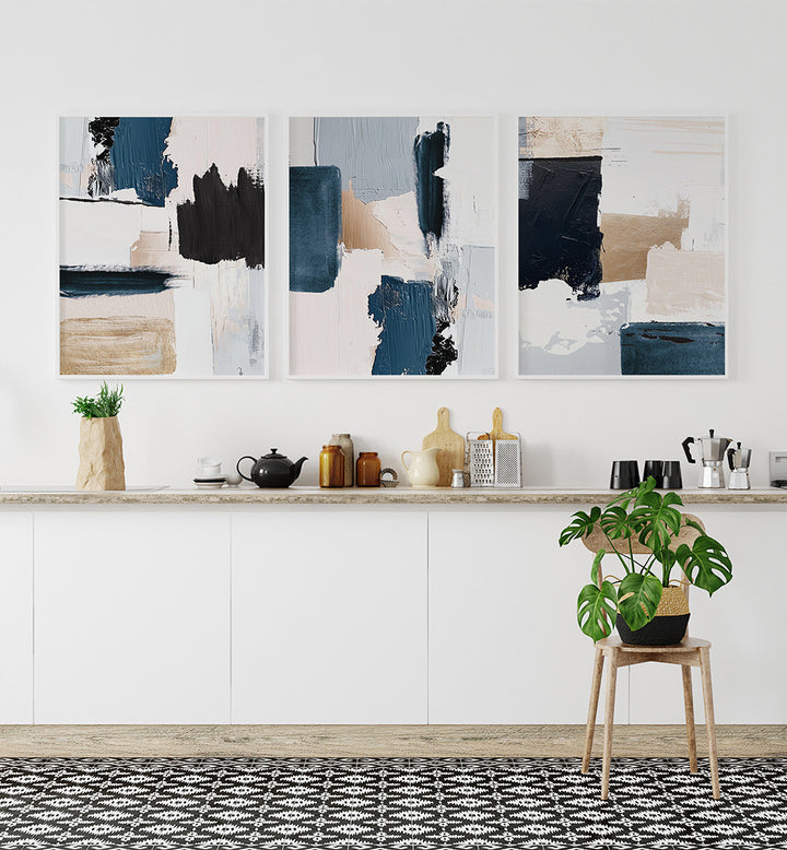 HUSHED TONES , SET OF 3 PAINTINGS