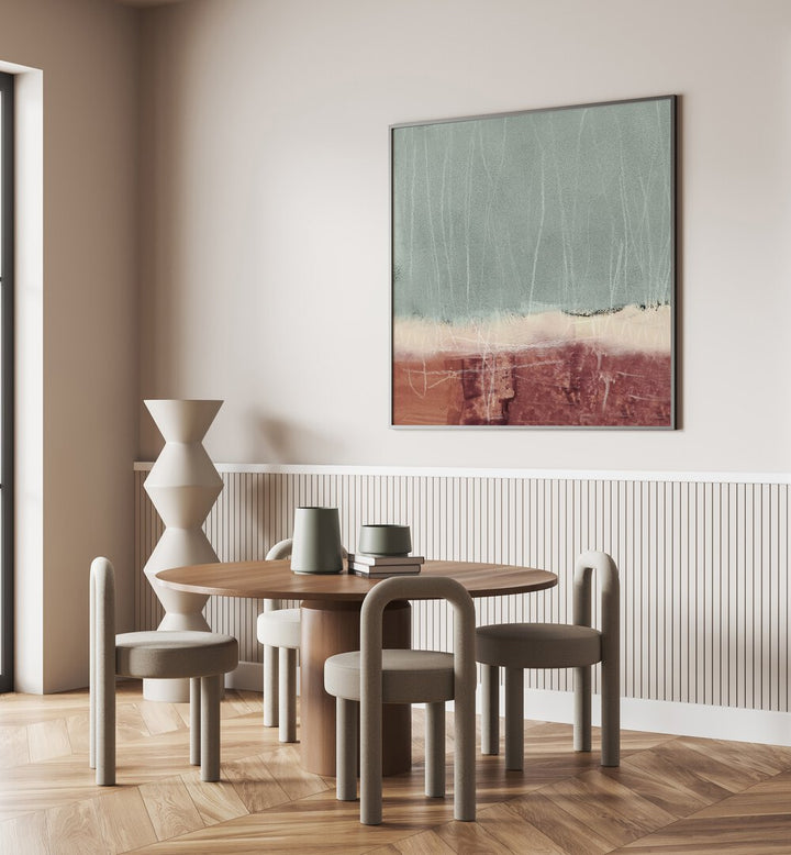 Stylish interior featuring COLOR AND TEXTURE, ABSTRACT PAINTINGS, enhancing creativity and aesthetic appeal.