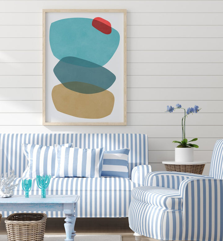 Bright and modern living space featuring ROCK OVERLAY V, ABSTRACT PAINTINGS, enhancing your decor with vibrant colors.