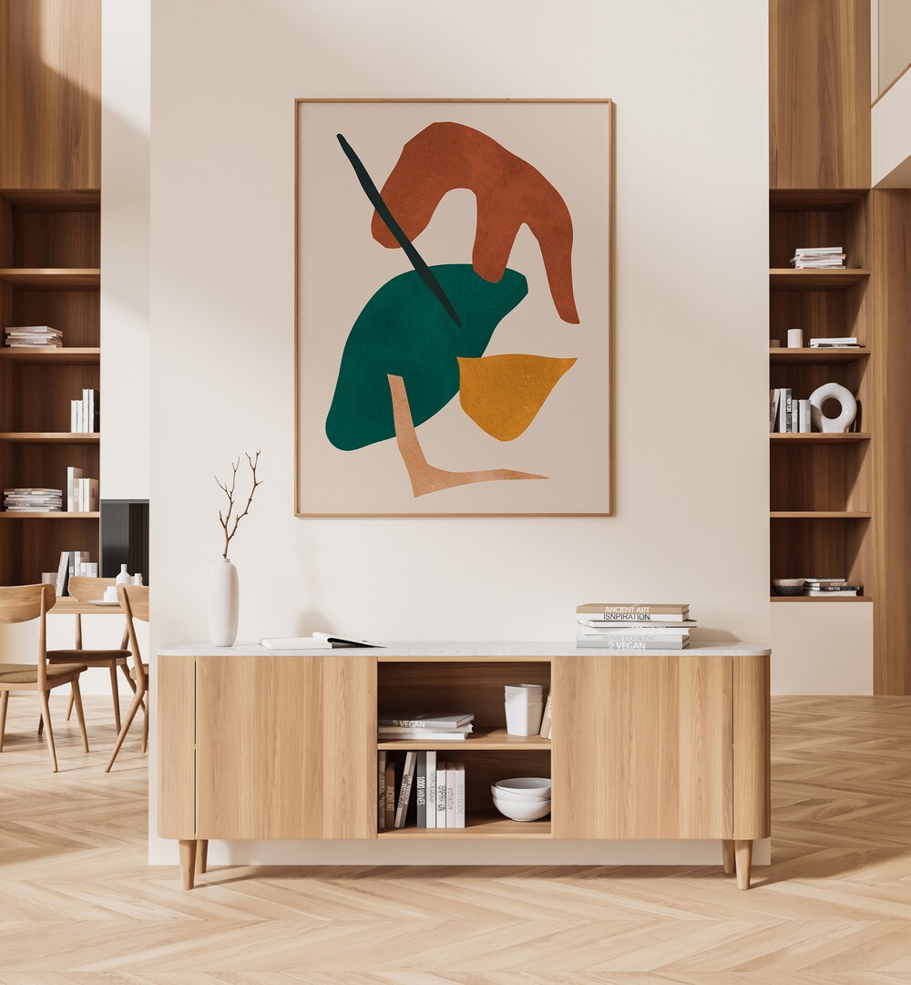 Stylish living room featuring EXPRESSIVE IX, GEOMETRIC ART PRINTS, perfect for modern home decor.