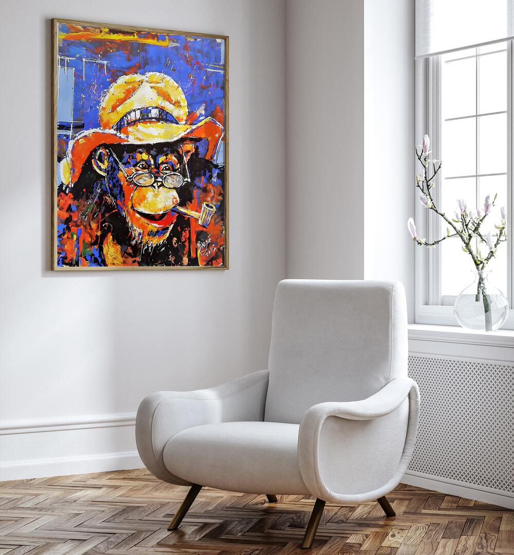 Colorful GENTLEMAN CHIMP, COMIC POSTERS add whimsy and style to your home or office decor. Perfect for art lovers!