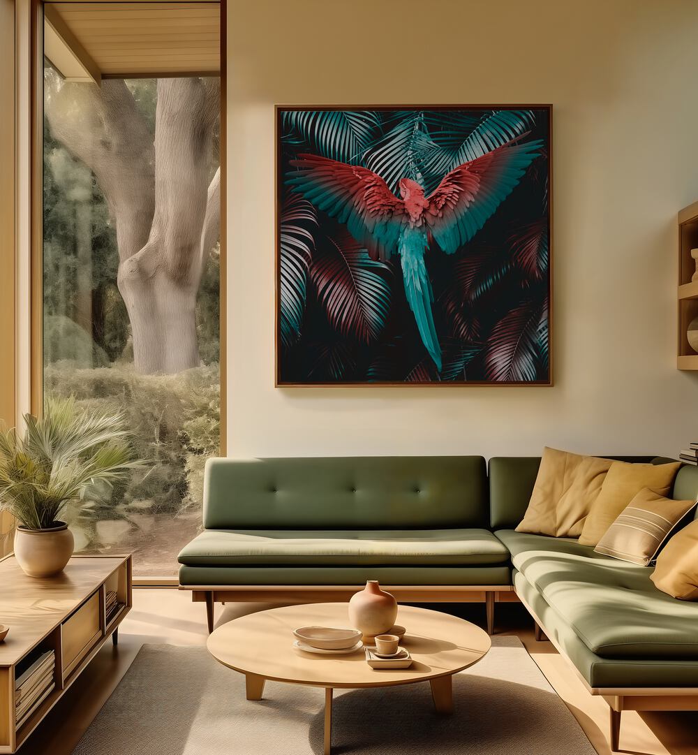 Vibrant TROPICAL STORM, ALTERED ART PRINTS by Cepe enhances modern decor with stunning colors and design.