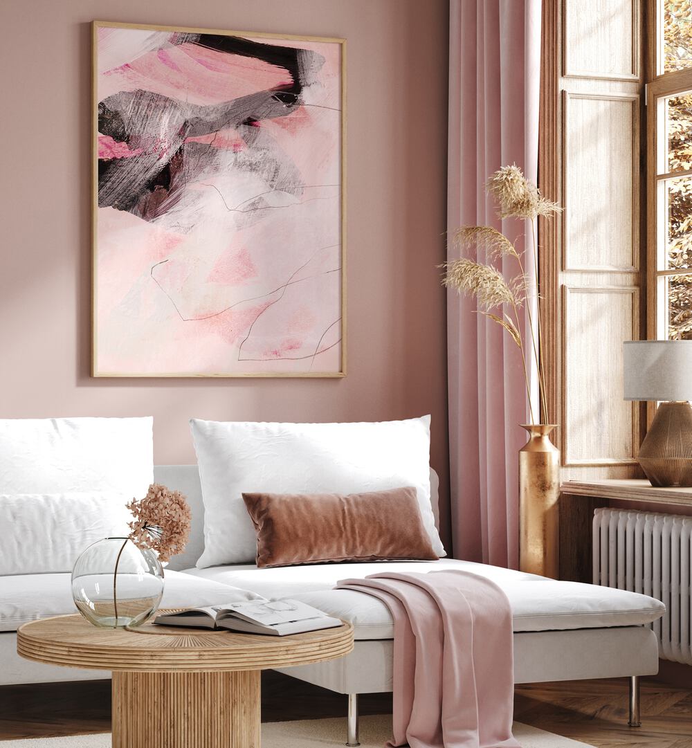 Elegant living room showcasing the ABSTRACT LINES TOMB, ABSTRACT PAINTINGS, enhancing modern aesthetics and creativity.