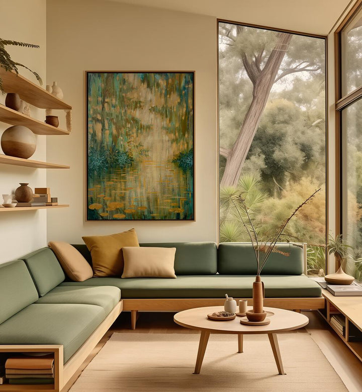MYSTERIOUS POND, ABSTRACT PAINTINGS enhance tranquility in modern spaces with vibrant colors and serene designs.
