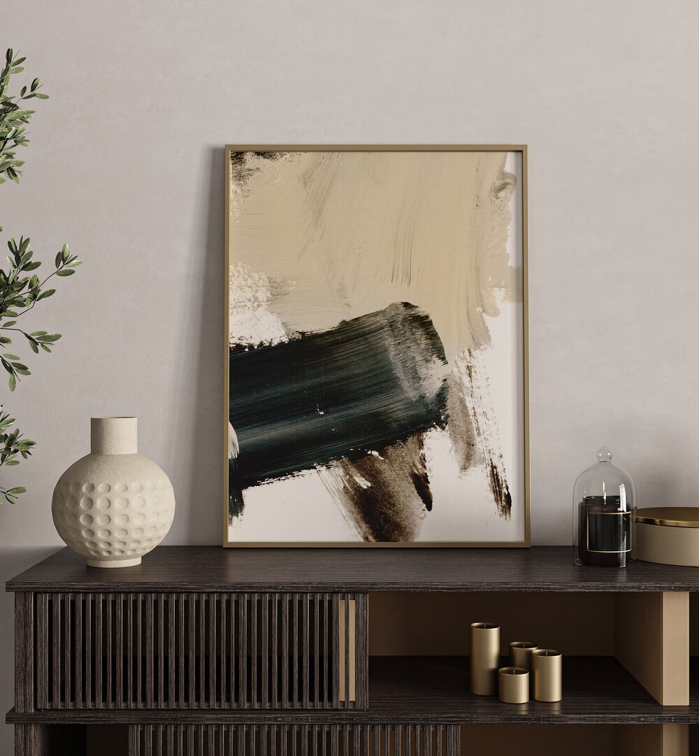Stylish interior featuring the CLUE II, ABSTRACT PAINTINGS, adding modern art elegance to any space.