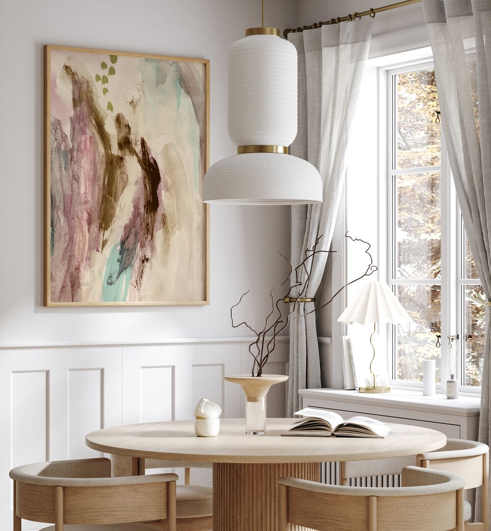 Elegant living space featuring WHISPERS OF COLOR, ABSTRACT PAINTINGS, enhancing the modern decor with vibrant hues.