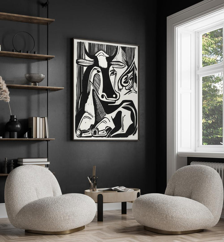 THE LARGE COW LYING DOWN (1929) , VINTAGE PAINTINGS