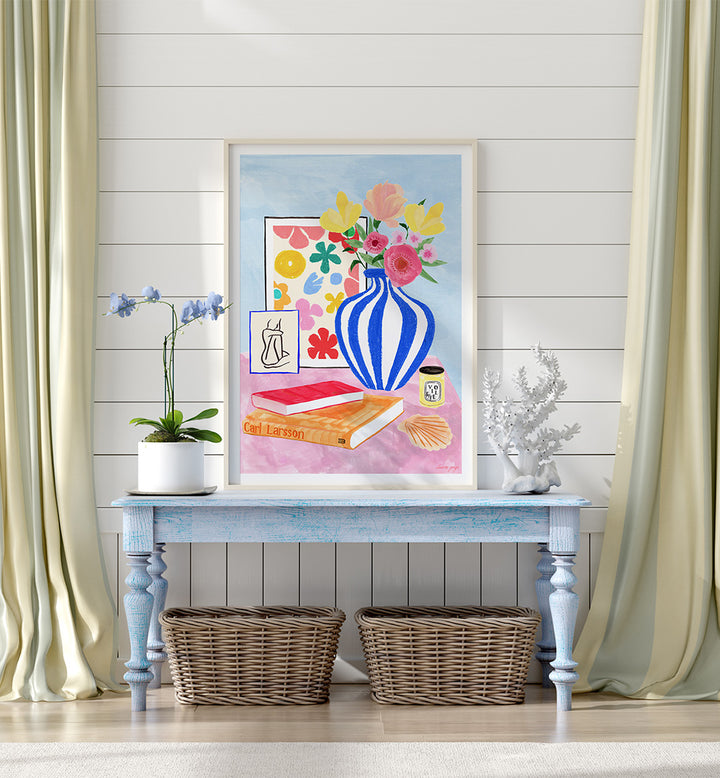 INTERIOR II , FLORAL FLOWER PAINTINGS