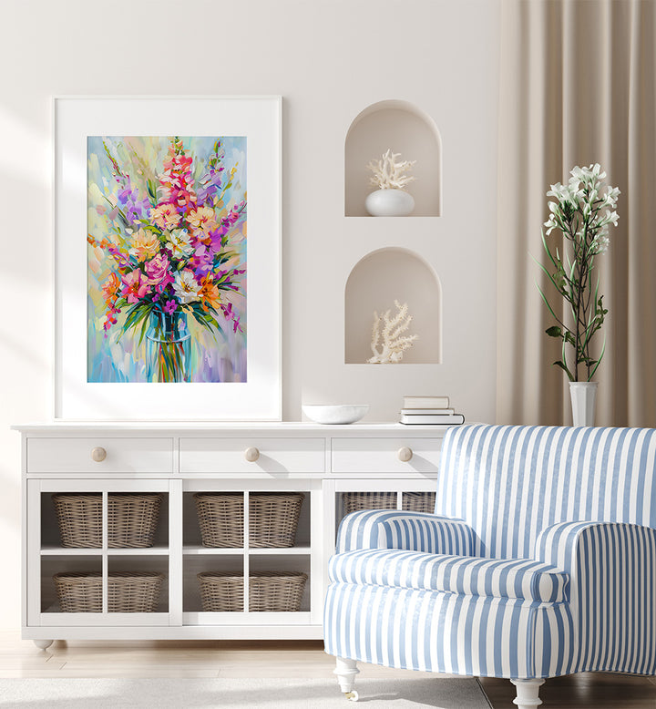 EVERGREEN GREEN PAINTERLY FLORALS I ,FLORAL FLOWER PAINTINGS