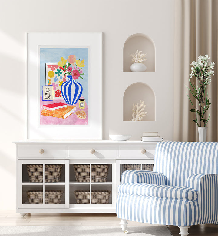 INTERIOR II , FLORAL FLOWER PAINTINGS