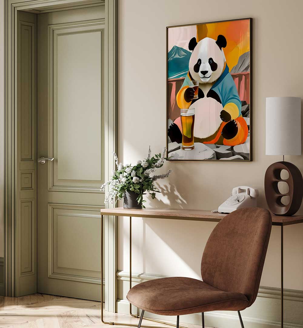 PANDA BEER BUZZ , ANIMAL PAINTINGS