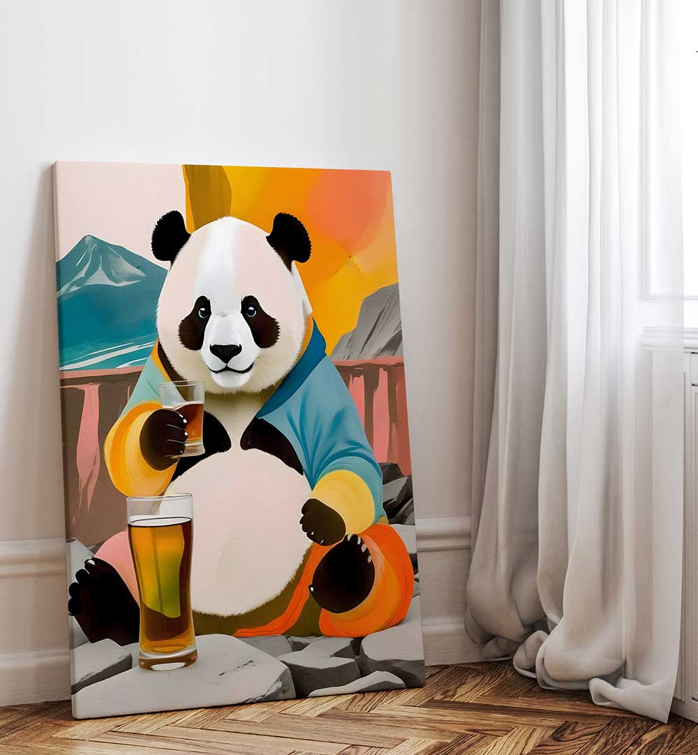 PANDA BEER BUZZ , ANIMAL PAINTINGS