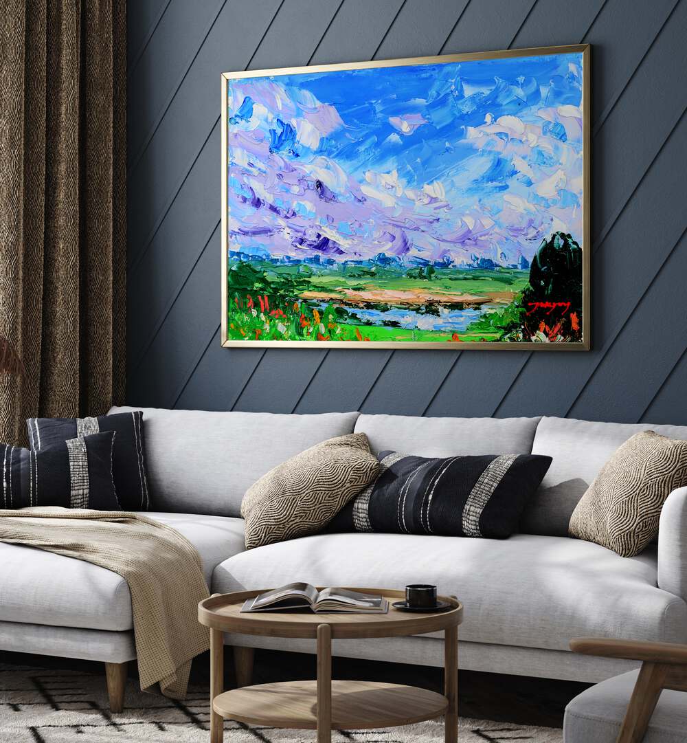 Vibrant WILDFLOWERS AND SKY, LANDSCAPE PAINTINGS add color and serenity to modern home decor. Perfect for your space!