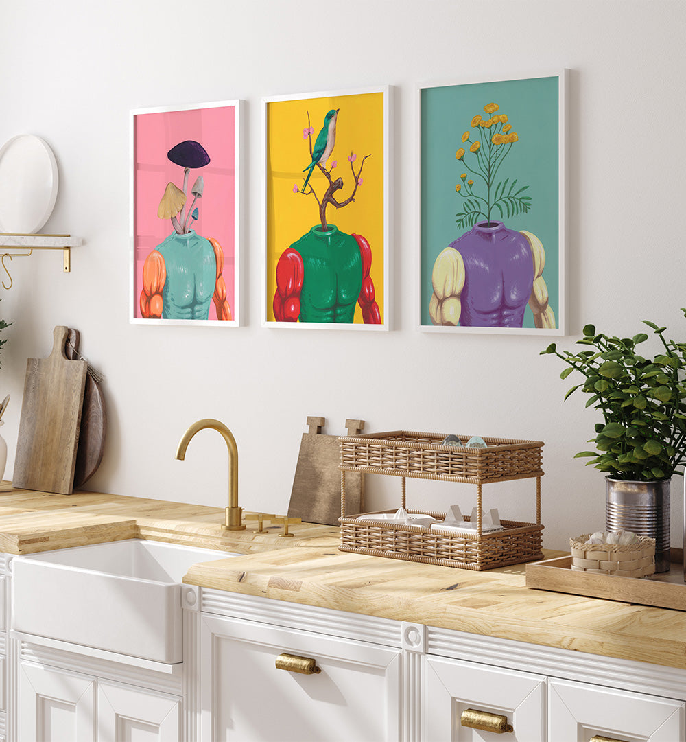 BOTANICAL SOULS SET , SET OF 3 PAINTINGS