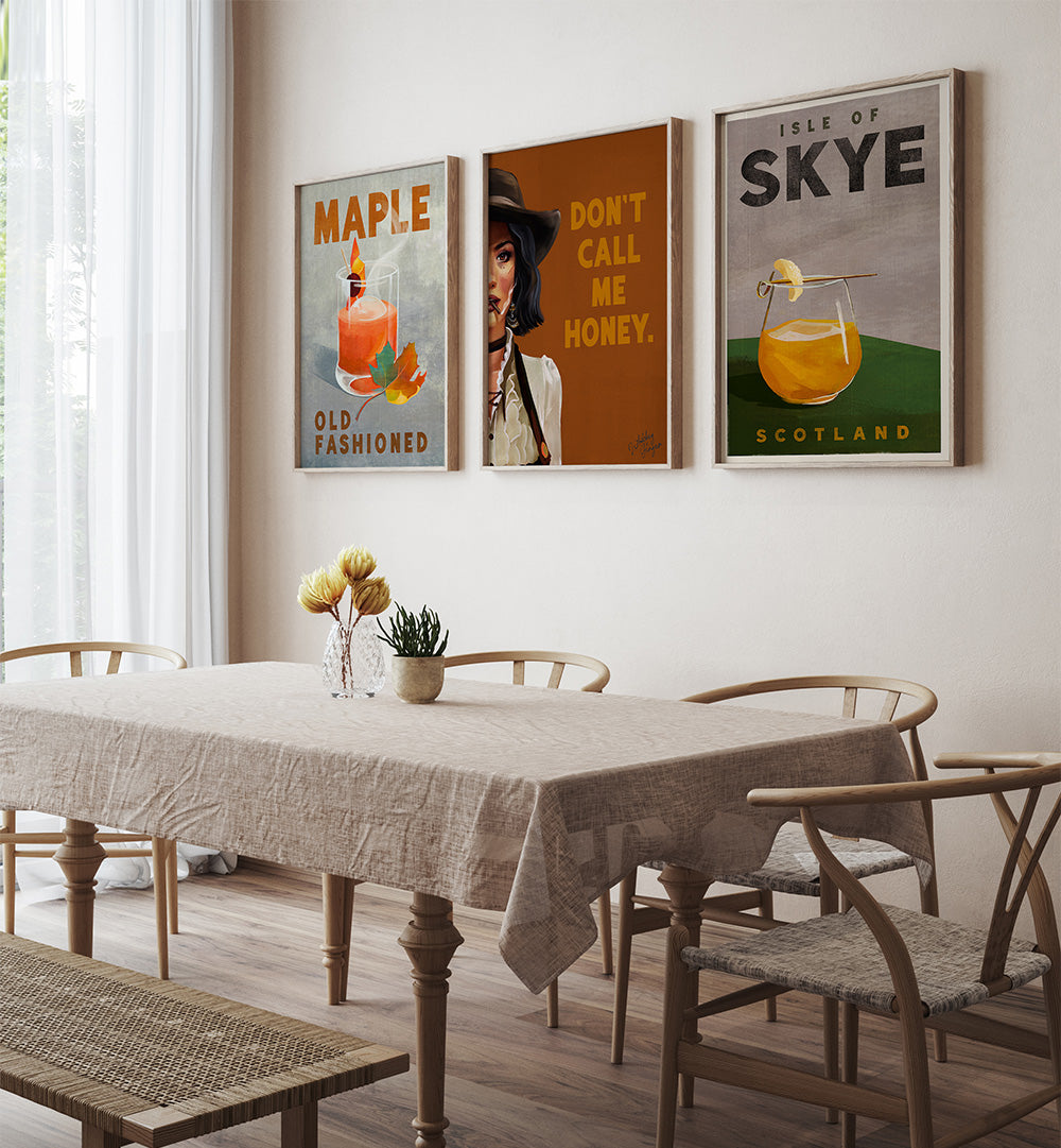 COZY BAR TRIO , SET OF 3 PAINTINGS