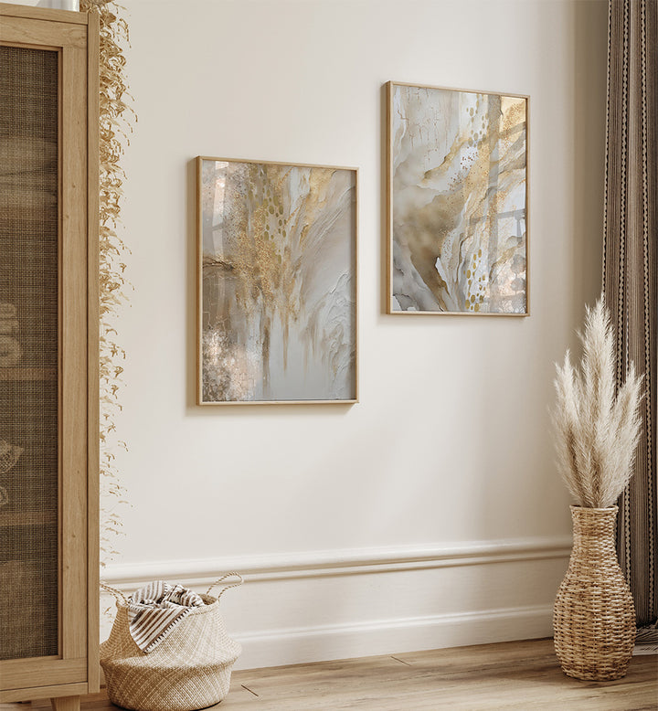 GOLDEN STILLNESS , SET OF 2 PAINTINGS