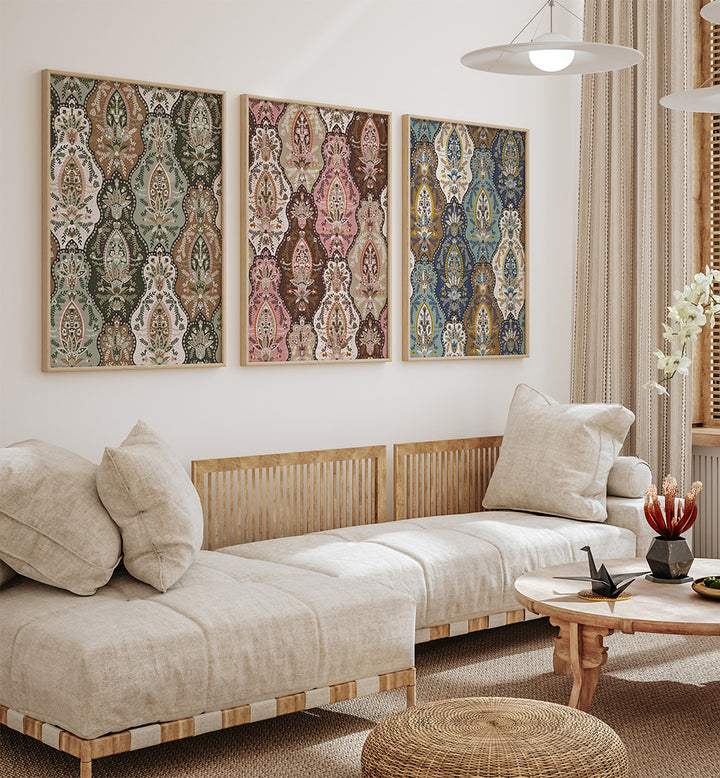 HERITAGE PATTERN  , SET OF 3 PAINTINGS