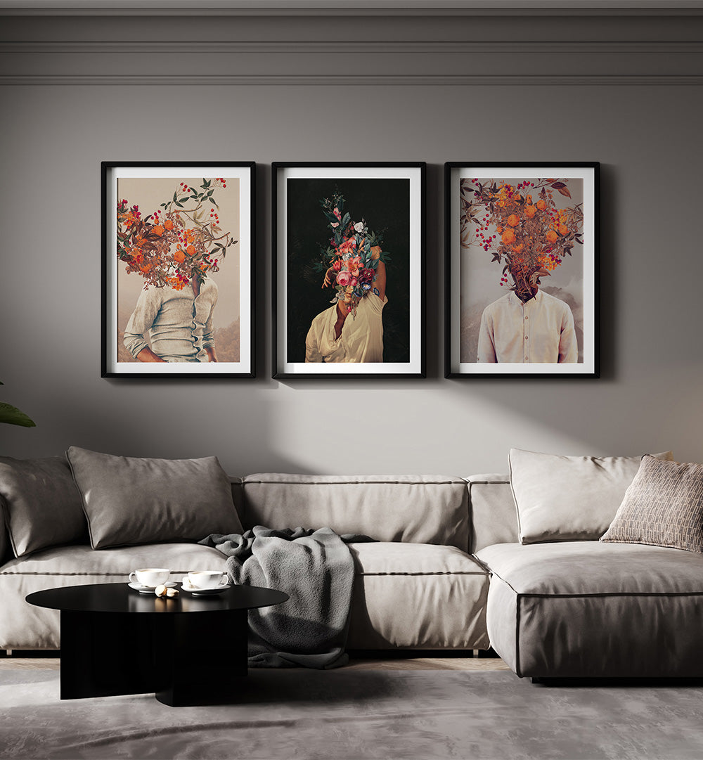 WINTER BLOOM SET , SET OF 3 PAINTINGS