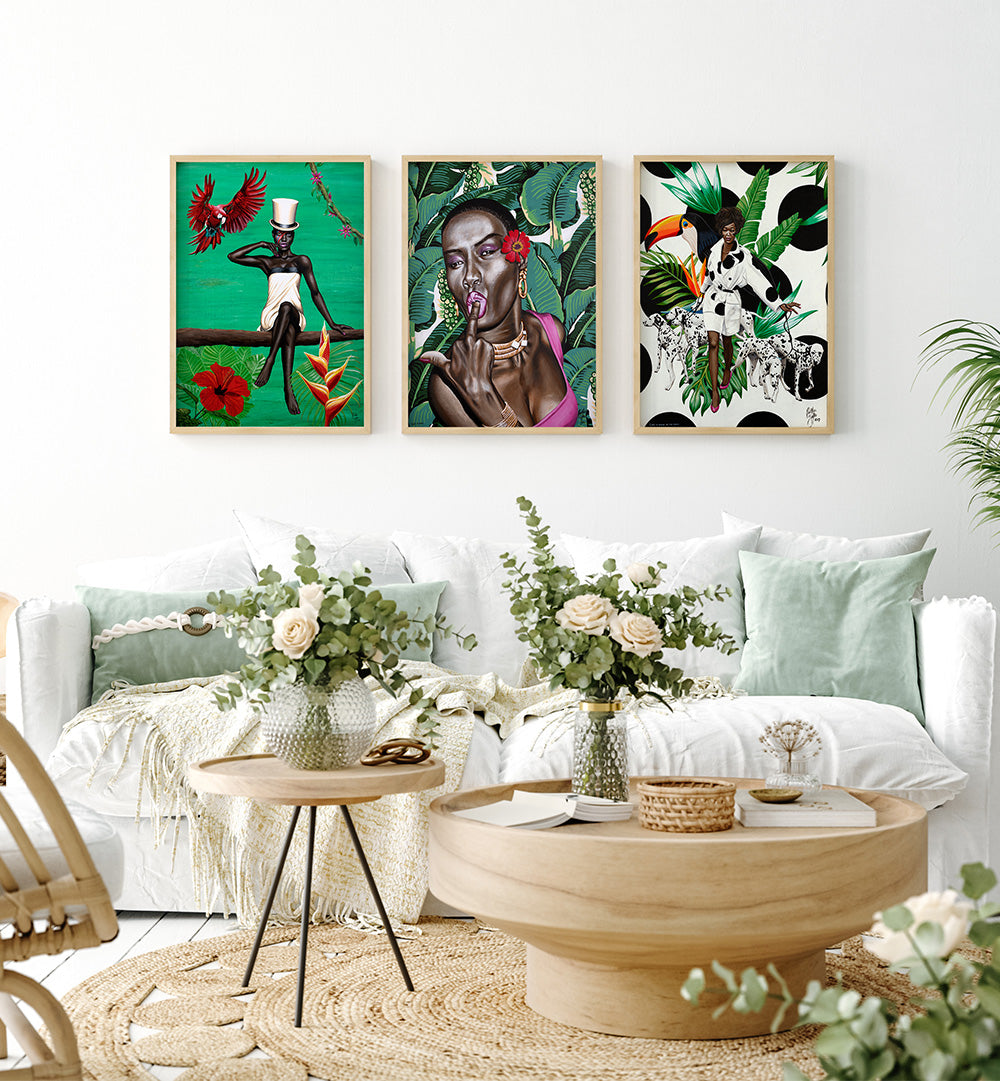 JUNGLE ROYALTY SET , SET OF 3 PAINTINGS