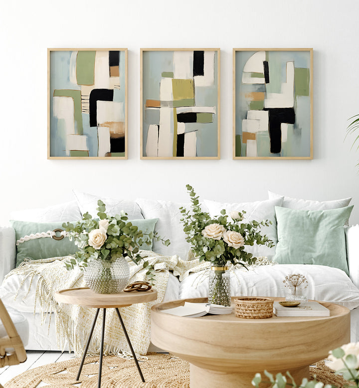 EUCALYPTUS FLOW , SET OF 3 PAINTINGS