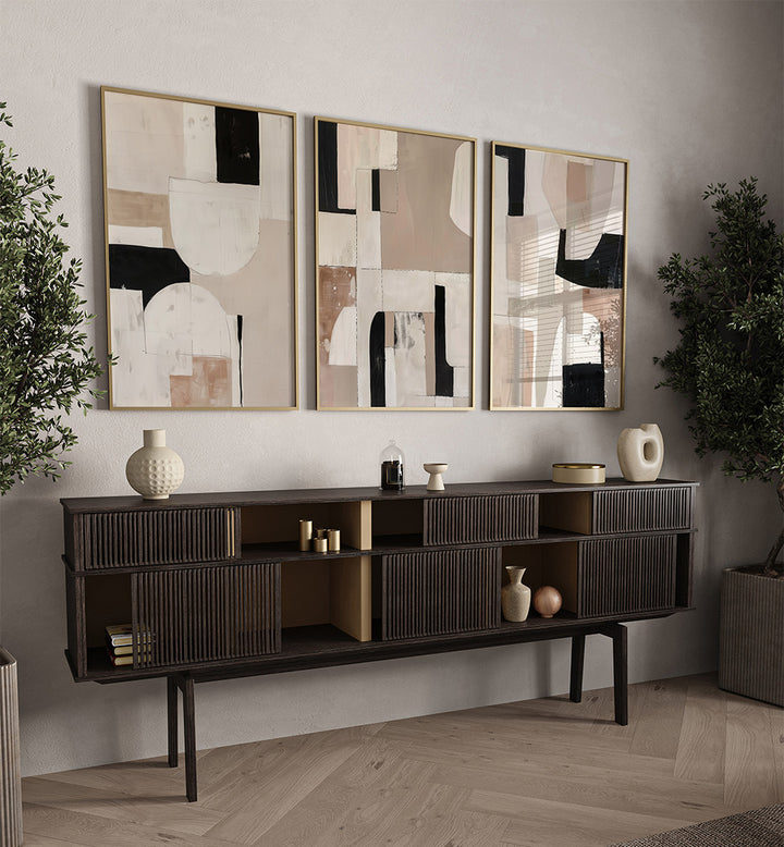 STUDIO NEUTRAL , SET OF 3 PAINTINGS