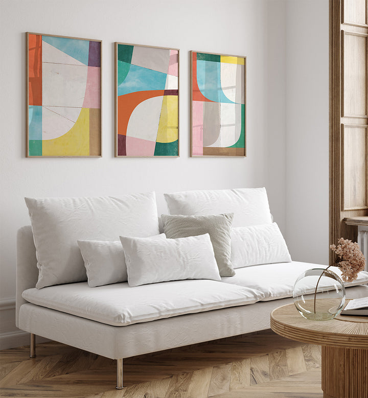 CURVE THEORY , SET OF 3 PAINTINGS