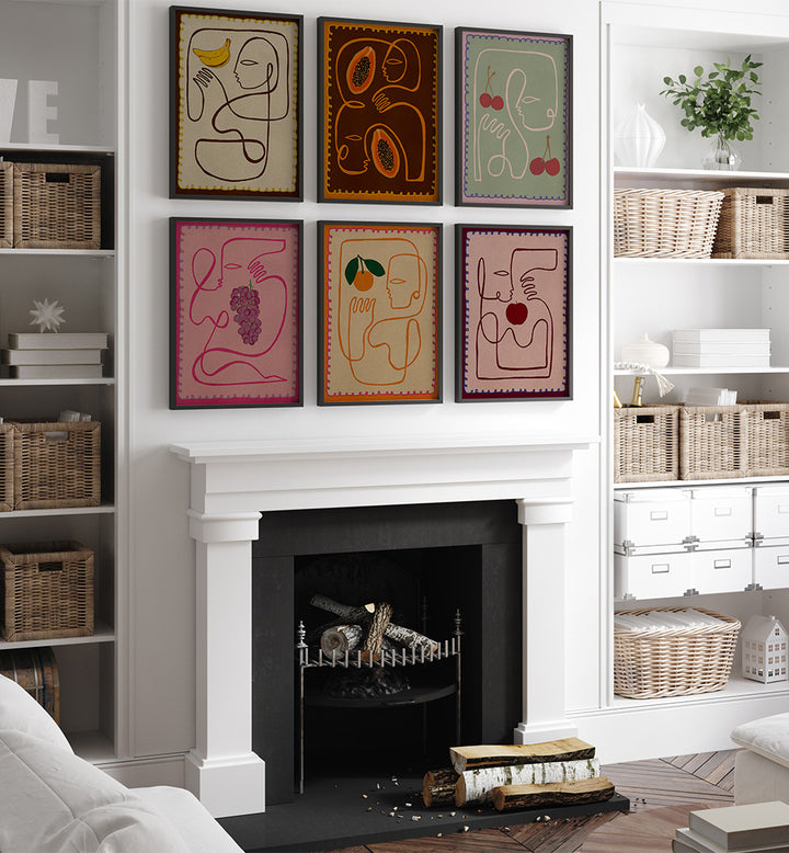 FRUIT FACES SET , SET OF 6 PAINTINGS