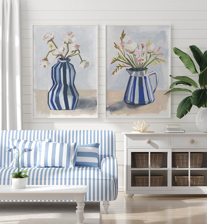 VESSELS IN BLOOM SET , SET OF 2 PAINTINGS