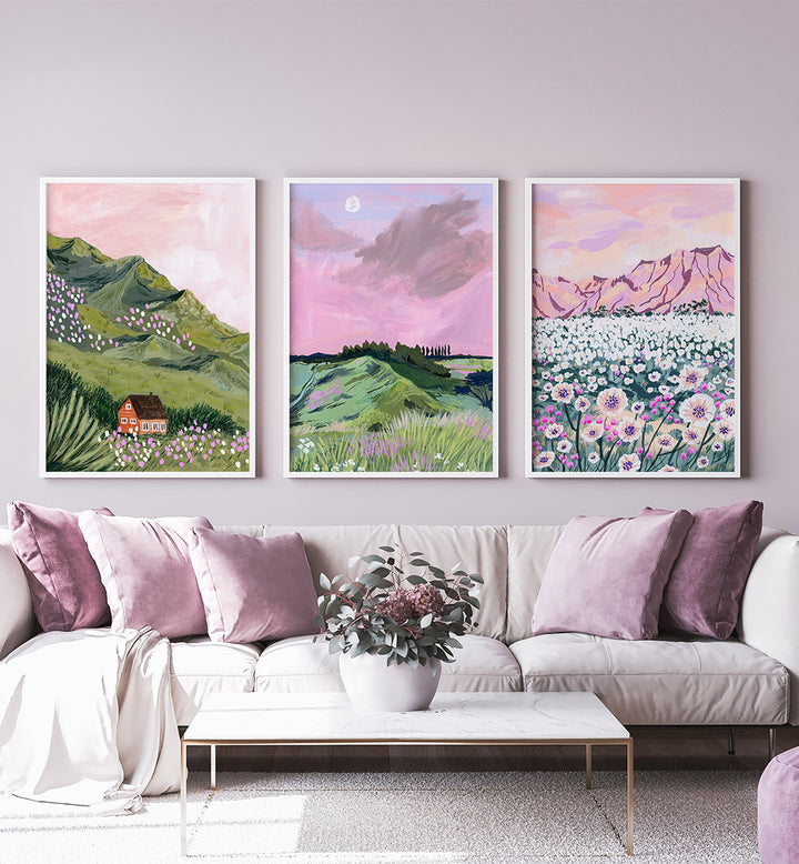 DREAMSCAPE VALLEY SET , SET OF 3 PAINTINGS