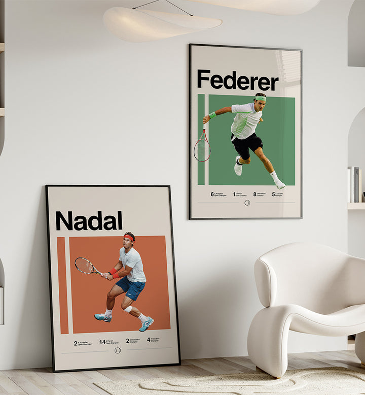 GOLDEN ERA OF TENNIS SET , SET OF 2 PAINTINGS