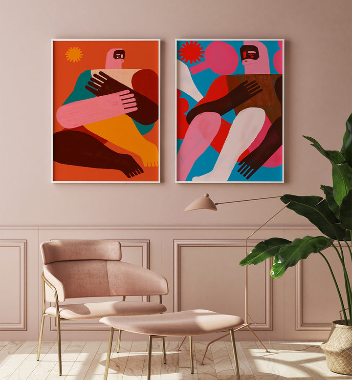 HUMAN FORMS SET , SET OF 2 PAINTINGS