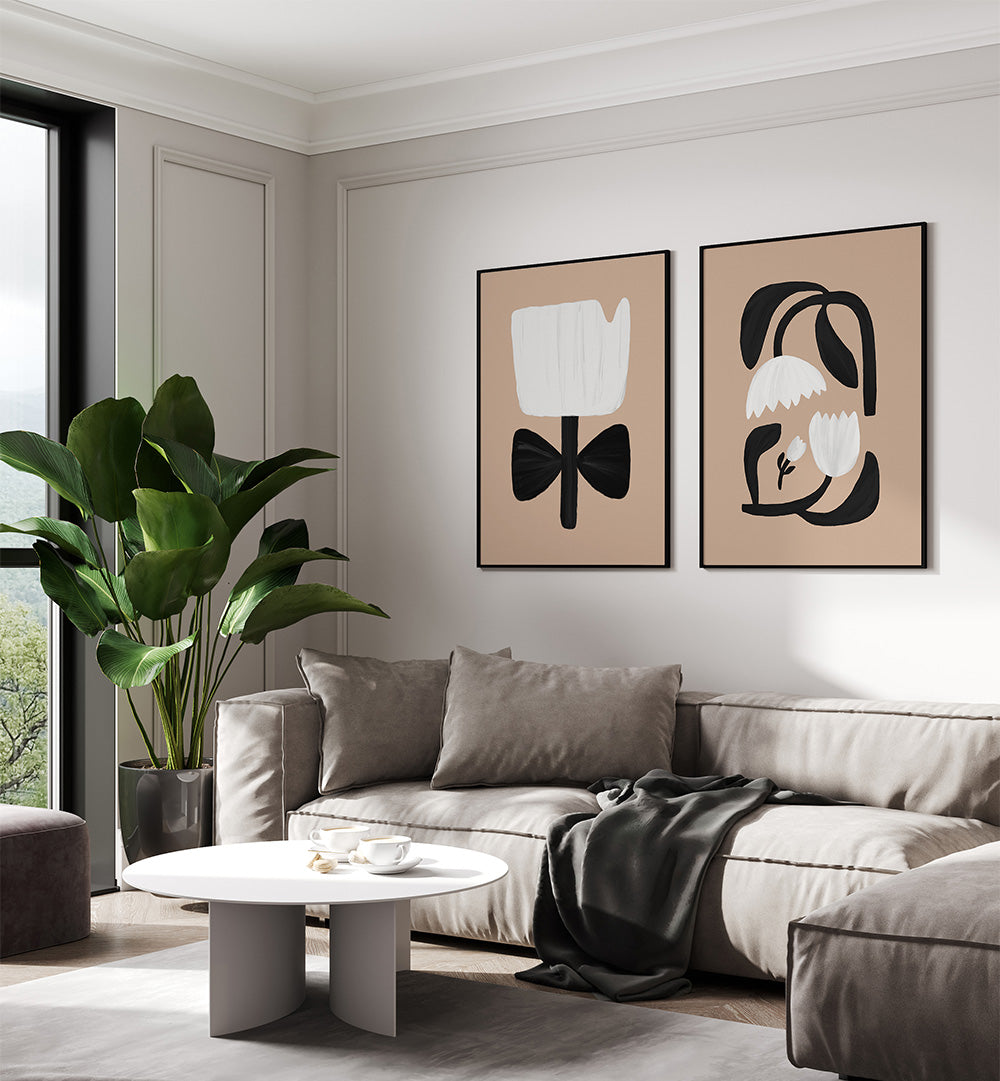 SHADOW BLOOMS SET , SET OF 2 PAINTINGS