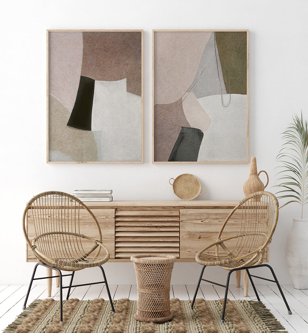 HUSHED ABSTRACTION SET , SET OF 2 PAINTINGS