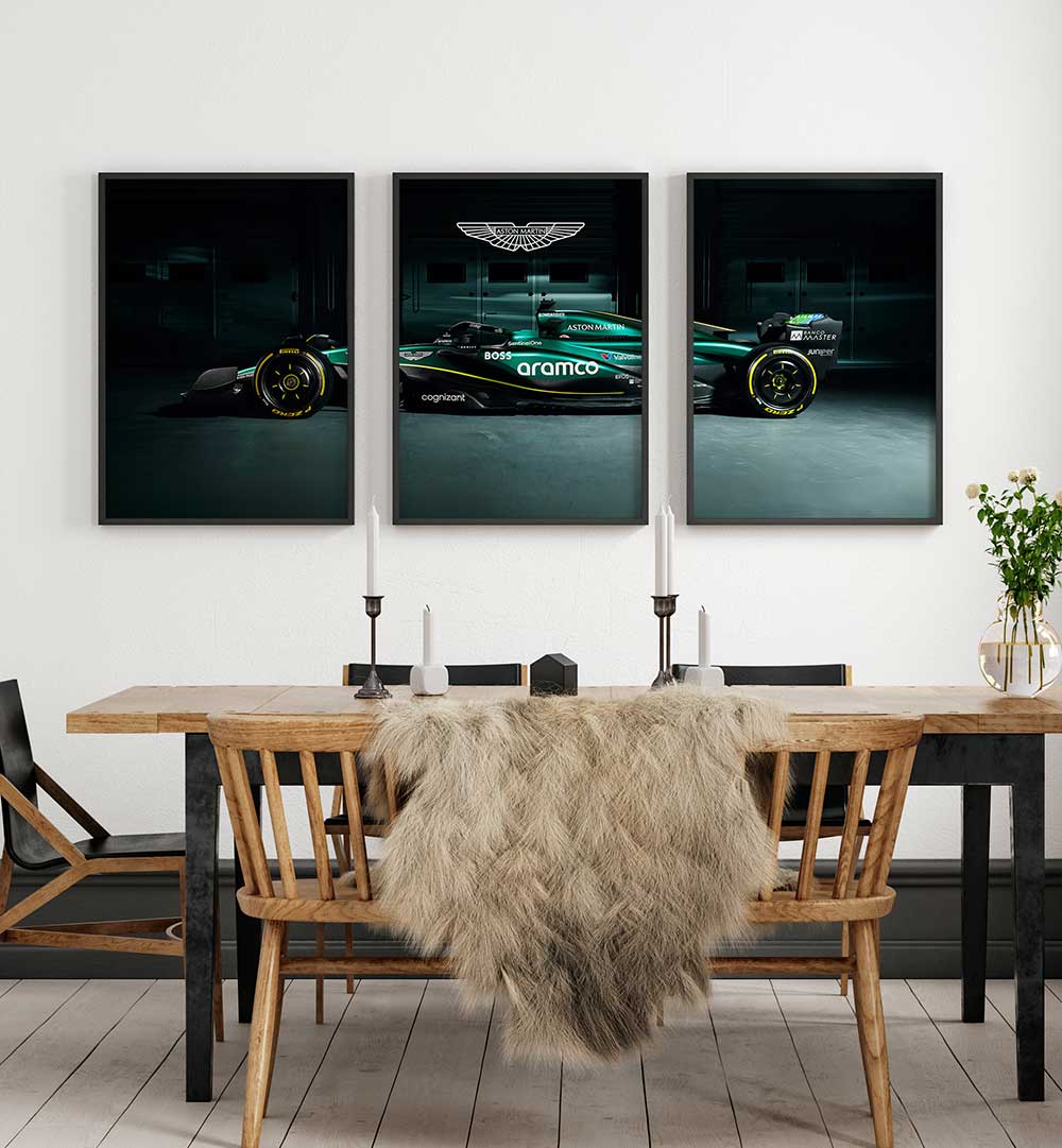 PRANCING POWER , SET OF 3 PAINTINGS