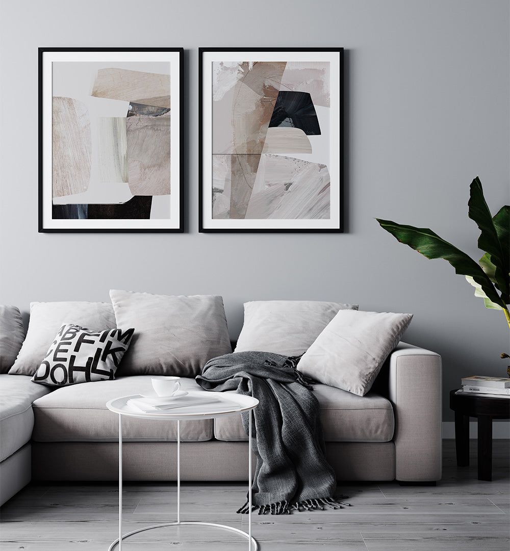 CONCRETE LOFT SET , SET OF 2 PAINTINGS