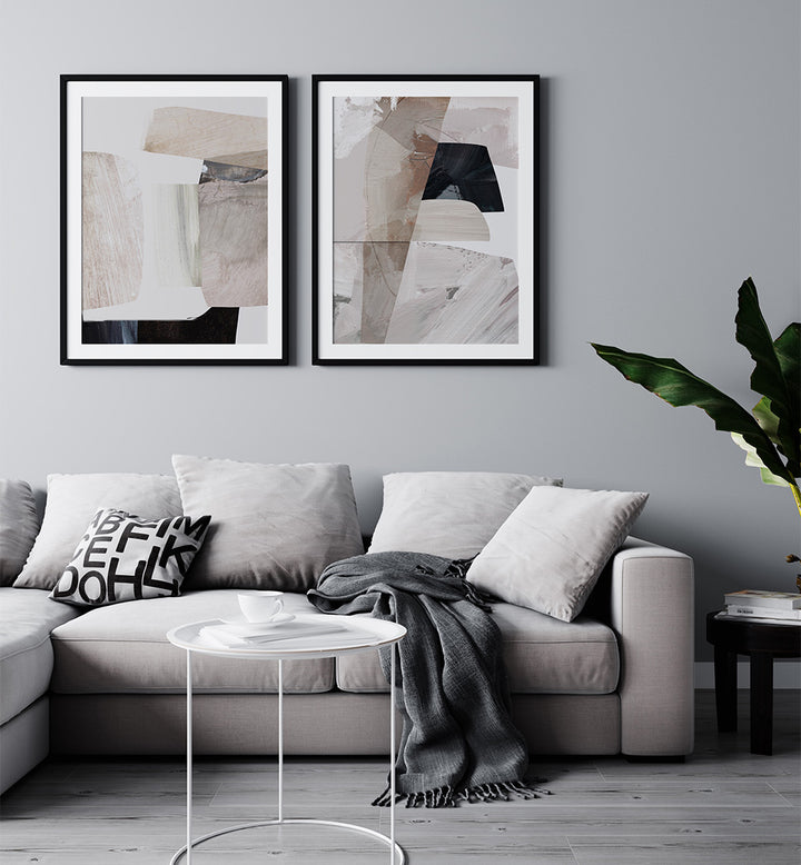 CONCRETE LOFT SET , SET OF 2 PAINTINGS