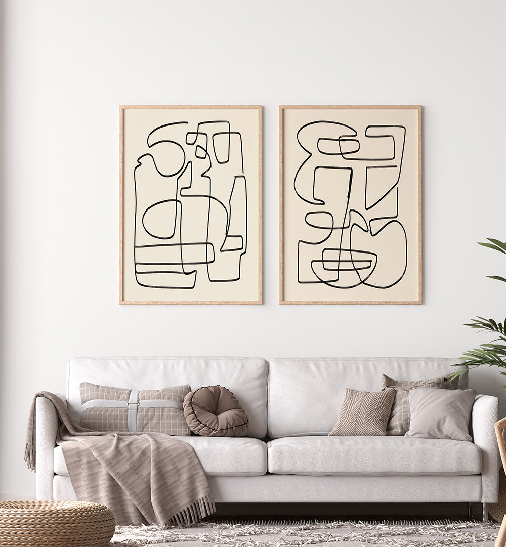 LINEAR BALANCE SET , SET OF 2 PAINTINGS