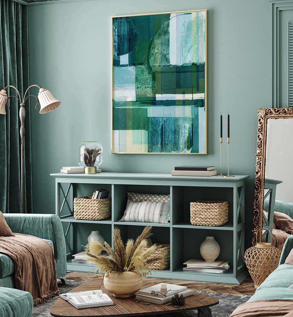 Transform your space with SHADES BLUE AND NEUTRAL II, ABSTRACT PAINTINGS, blending rich blues and soothing neutrals.